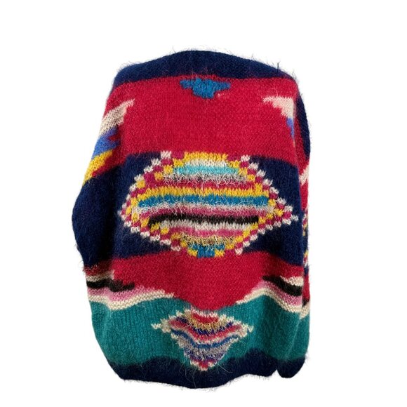Hand-Knit western Mohair Blend Sweater – Colorful Pattern - Picture 6 of 6